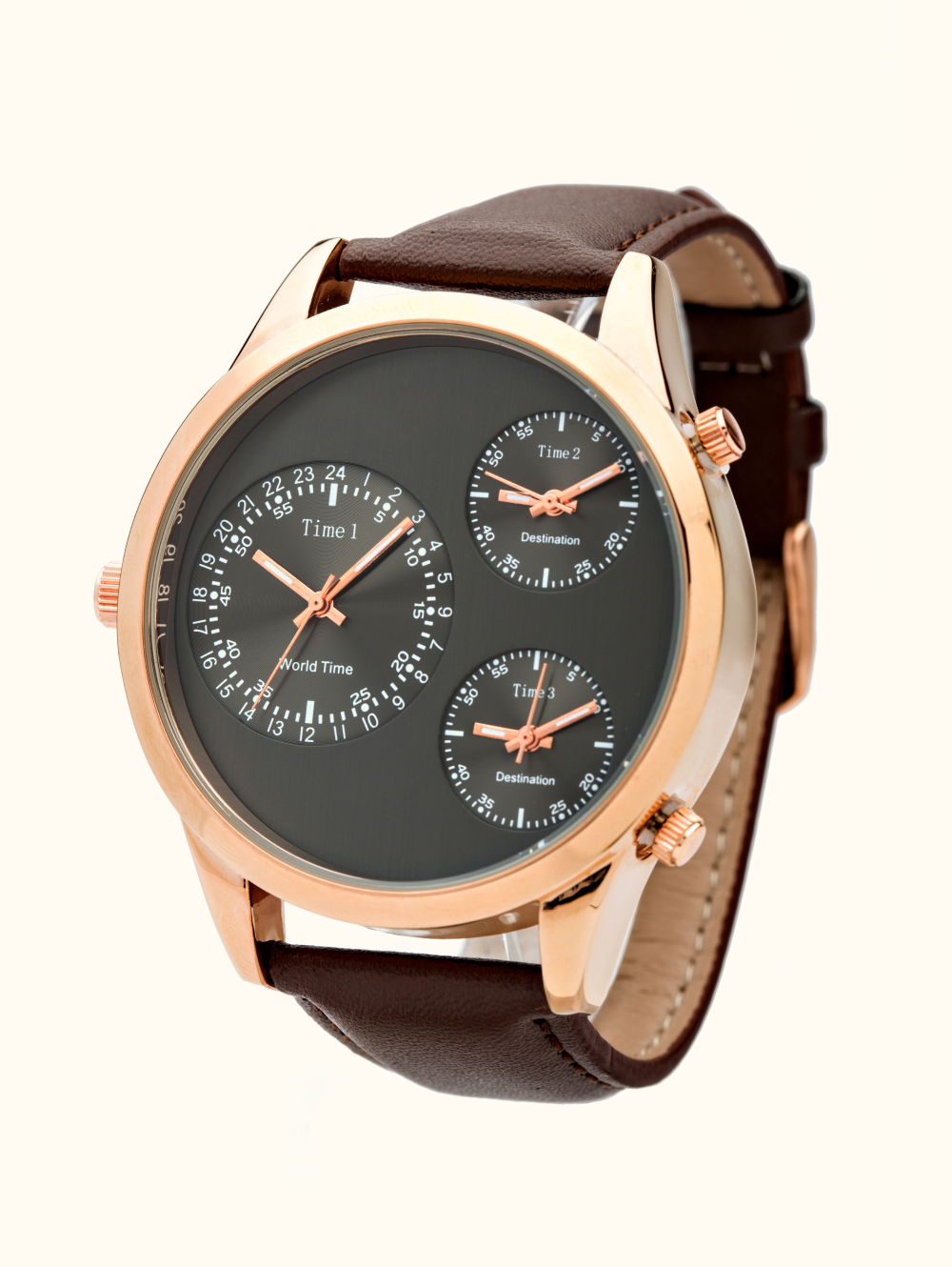 Chronograph Watch with Leather & Metal Mix