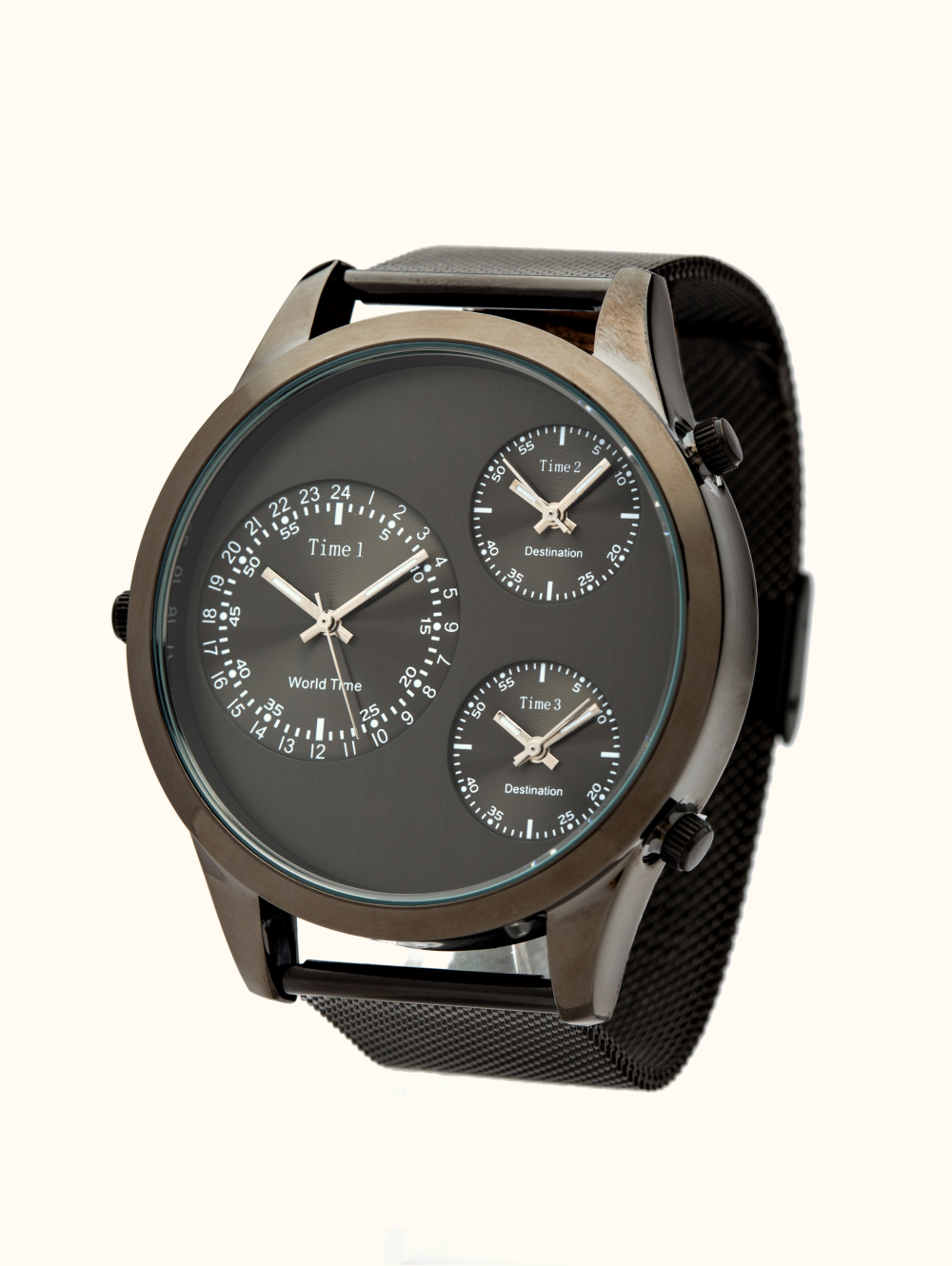Chronograph Watch with Leather & Metal Mix